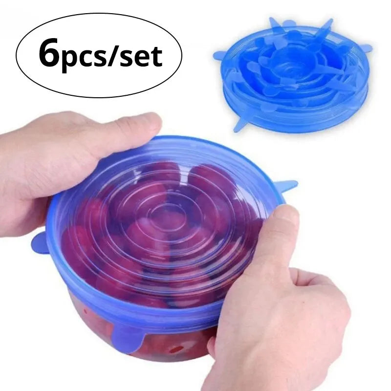 Set de 6 tapas elásticas de silicona
